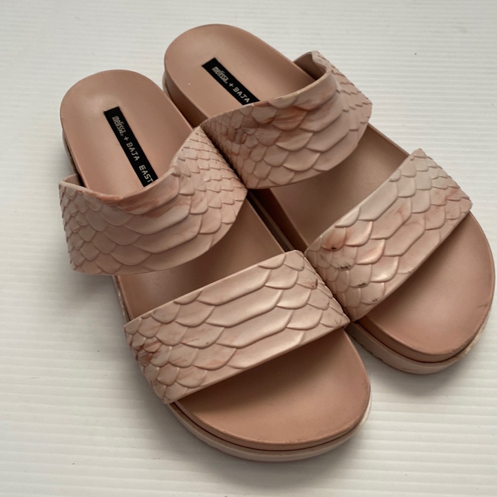 Melissa + Baja East Cosmic Python Pink Platform Slip On Slide Sandals Sz. 9/40